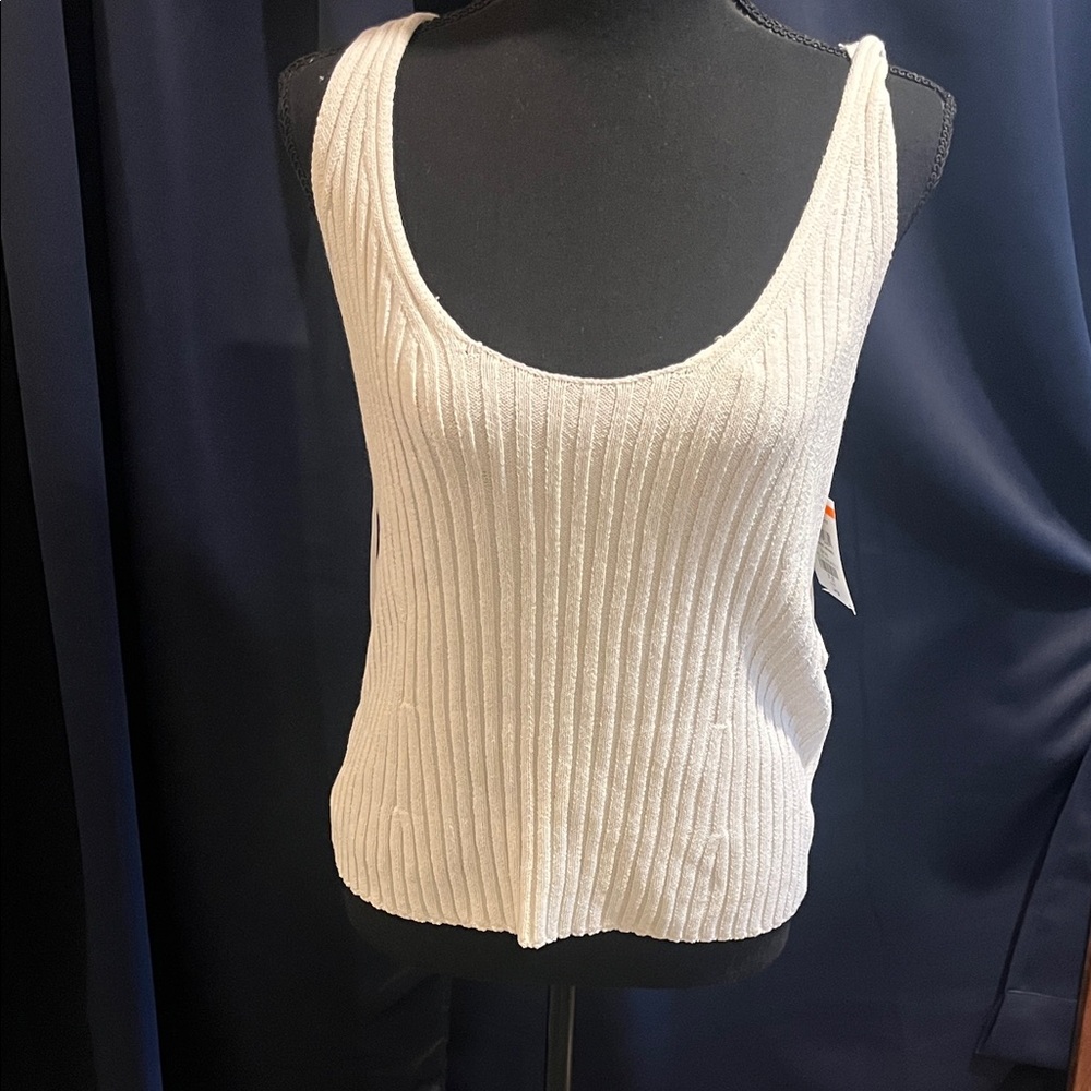NWT Large Vince Cream Ribbed Scoop Tank Top